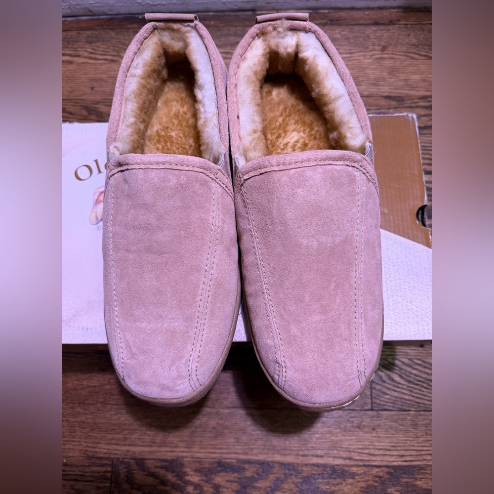 Old Friend men's san's sade slippers, cinnamon color, size  M13